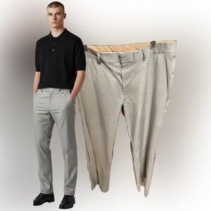 Hugo Boss Men’s 34R Khaki Dress Pants Flat Front Beige Chino Trousers 34x28